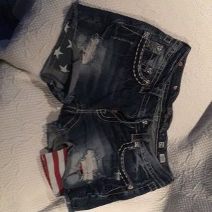 Miss Me red,white and blue shorts.